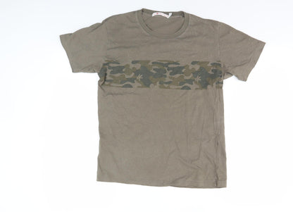 Uniqlo Disney Camouflage Mickey Mouse T-Shirt XS Brown