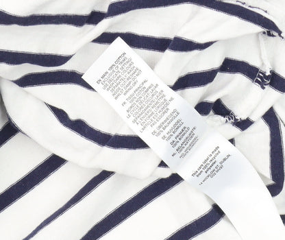 JoJo Maman Bébé Women's White Striped 3/4 Sleeve T-Shirt