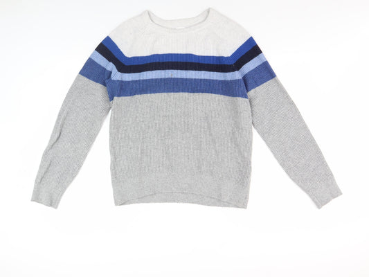 GAP Men's Grey Striped Pullover Jumper, Size M