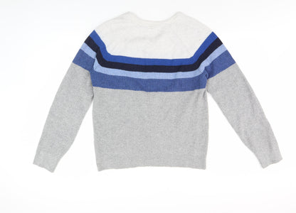 GAP Men's Grey Striped Pullover Jumper, Size M