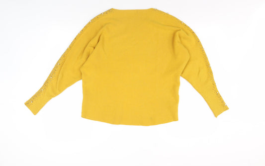 Womens UK Size L Quiz Yellow Pullover Jumper