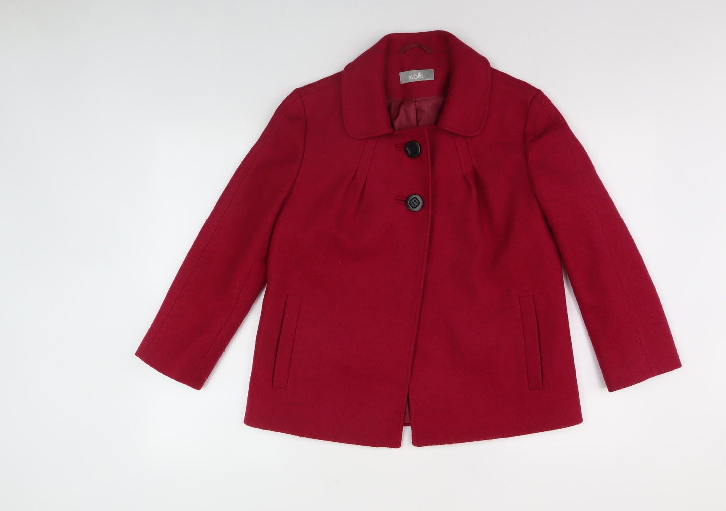 Womens UK Size 10 Wallis Red Pea Coat