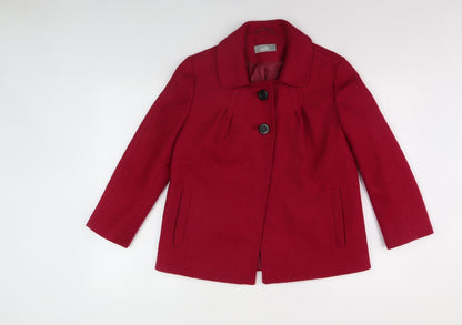 Womens UK Size 10 Wallis Red Pea Coat