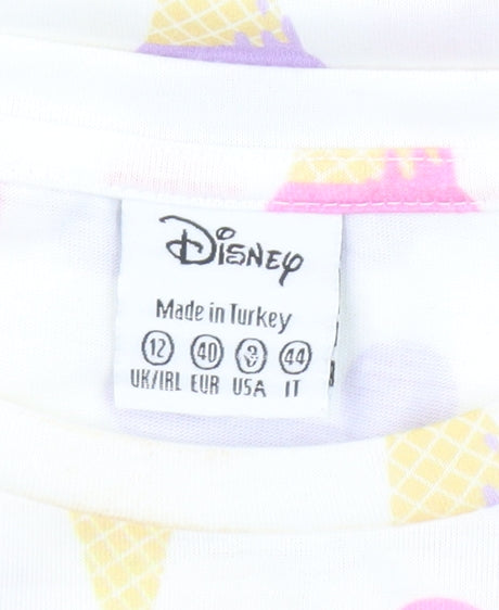 Womens UK Size 12 Disney Multicoloured Cropped T-Shirt