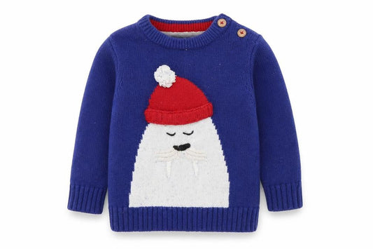 Joules Boys Blue Animal Christmas Pullover Jumper, 4-5 Years
