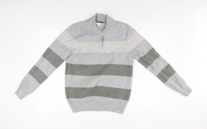 Marks and Spencer Men's Grey Full Zip Jumper, S