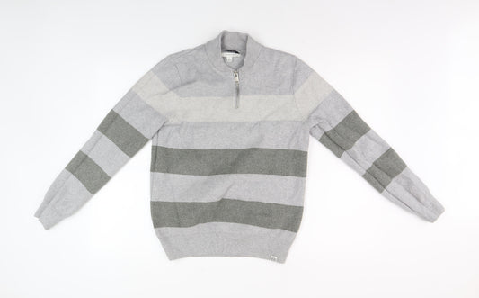 Marks and Spencer Men's Grey Full Zip Jumper, S