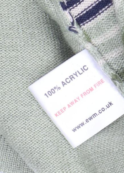 Honor Millburn Women's Green Cardigan Medium Striped Knit