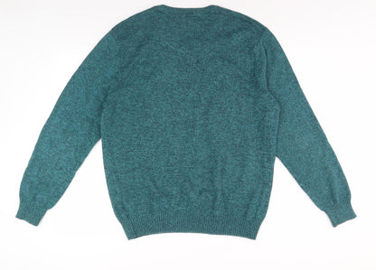 Maine Men's Green V-Neck Pullover Jumper, L