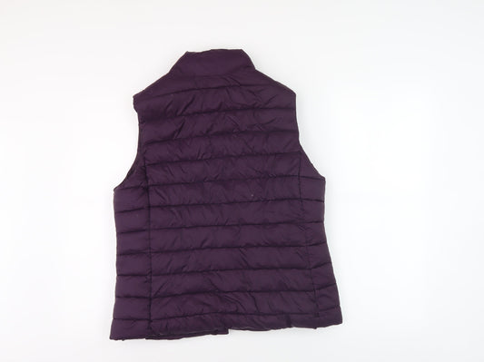 Gap Women's Purple Puffer Waistcoat M, Full Zip Casual