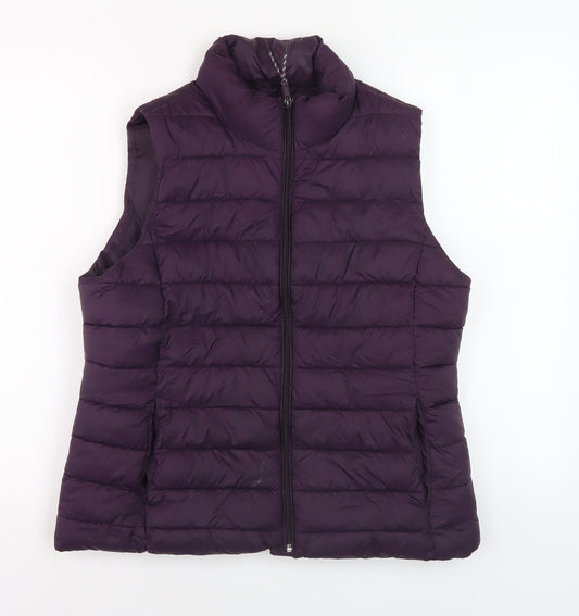 Gap Women's Purple Puffer Waistcoat M, Full Zip Casual