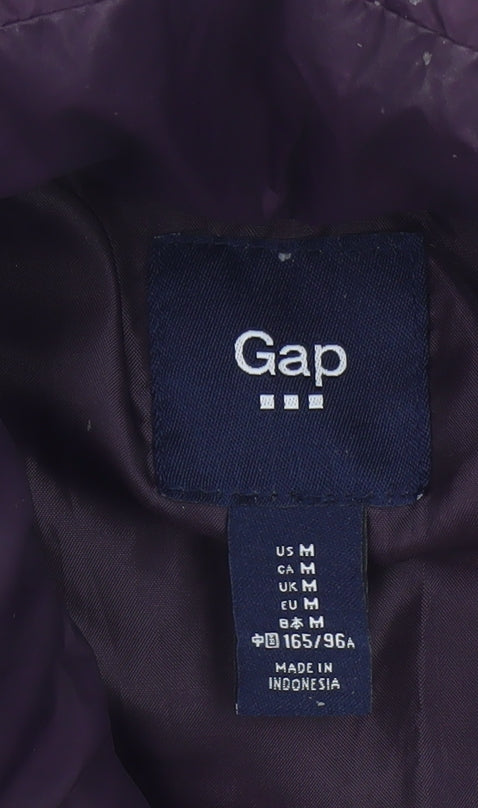 Gap Women's Purple Puffer Waistcoat M, Full Zip Casual