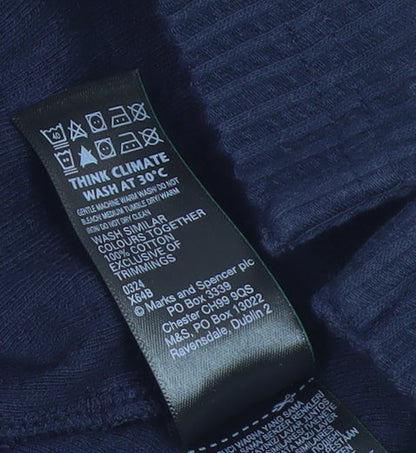 Marks and Spencer Men's Blue Cotton Polo Shirt L