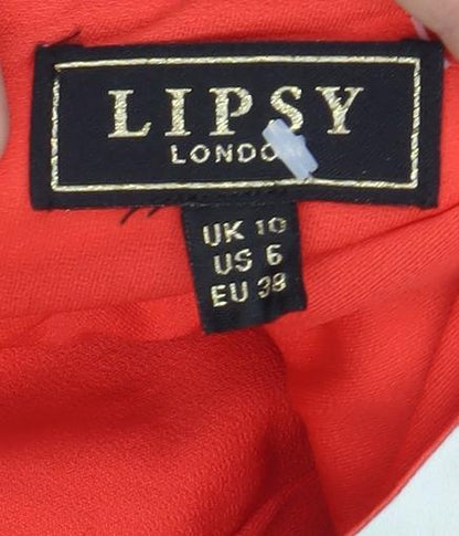 Lipsy Women's Red Floral Bodycon Dress Size 10