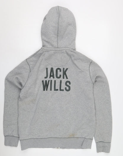 Mens UK Size M Jack Wills Grey Full Zip Hoodie