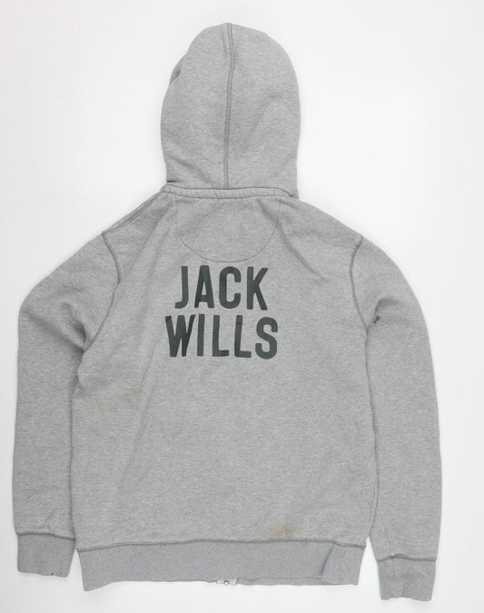 Mens UK Size M Jack Wills Grey Full Zip Hoodie