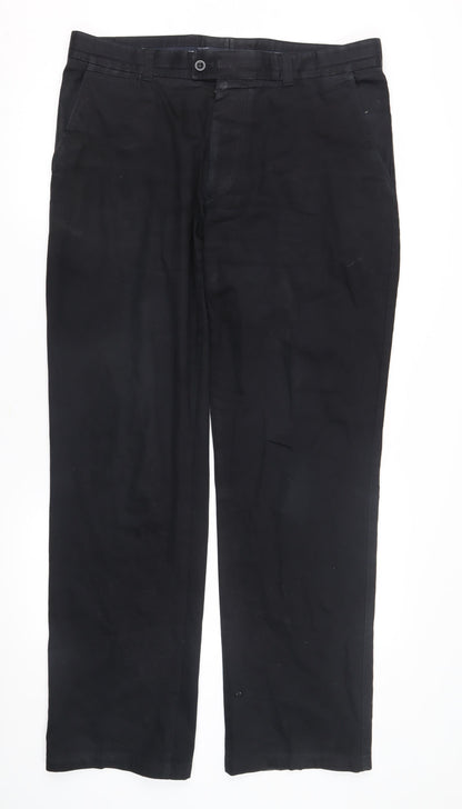 Brax Men's Black Trousers, 38R, Straight Leg