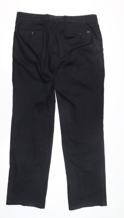 Brax Men's Black Trousers, 38R, Straight Leg