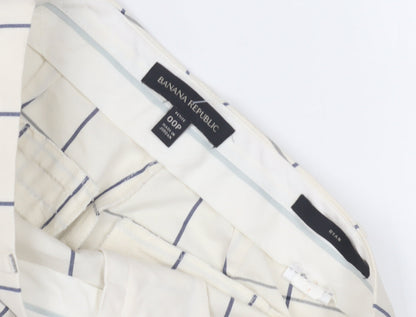 Banana Republic Women's White Check Trousers 2XS