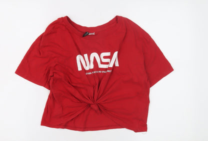 Womens UK Size 12 H&M Red Cropped T-Shirt