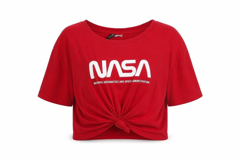 Womens UK Size 12 H&M Red Cropped T-Shirt