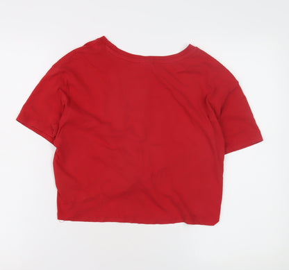 Womens UK Size 12 H&M Red Cropped T-Shirt