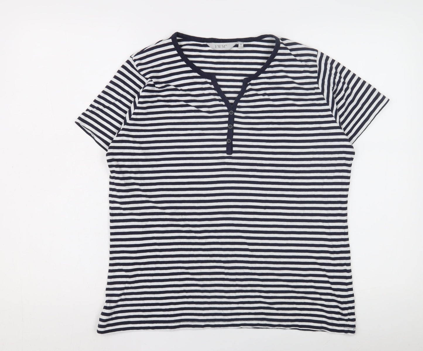 EWM Women's Multicoloured Striped T-Shirt, Size M, Casual