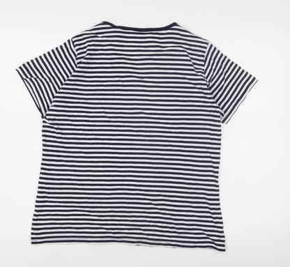 EWM Women's Multicoloured Striped T-Shirt, Size M, Casual