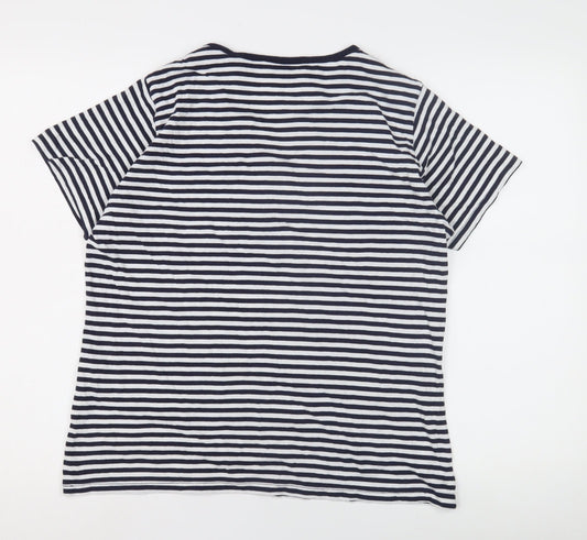 EWM Women's Multicoloured Striped T-Shirt, Size M, Casual