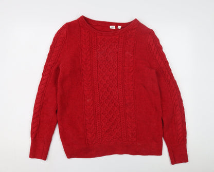 Gap Women's Red Cable-Knit Pullover Jumper - L