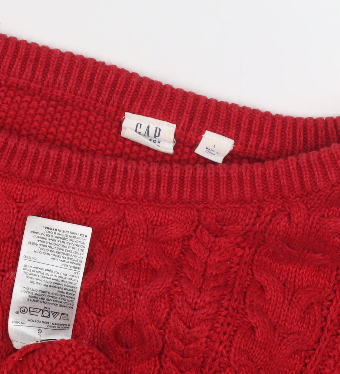 Gap Women's Red Cable-Knit Pullover Jumper - L