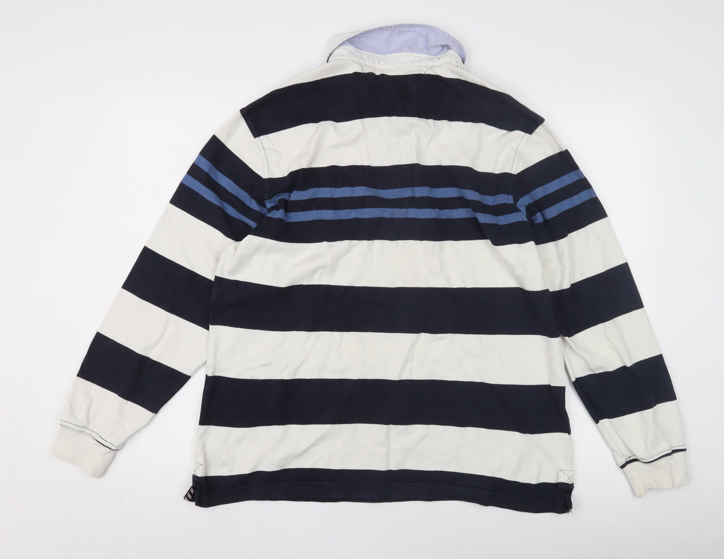 Wolsey Men's Blue Striped Long Sleeve Polo, Size L