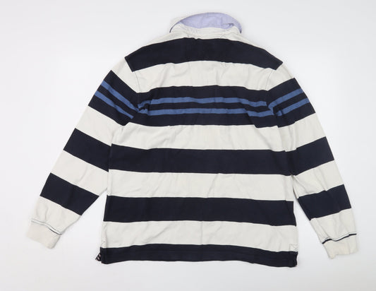 Wolsey Men's Blue Striped Long Sleeve Polo, Size L