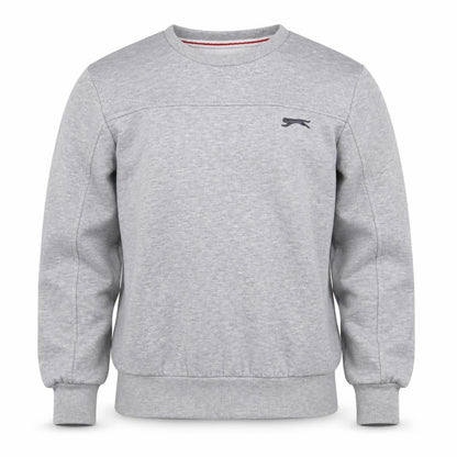 Front view of Slazenger boys’ grey pullover sweatshirt 7-8 years