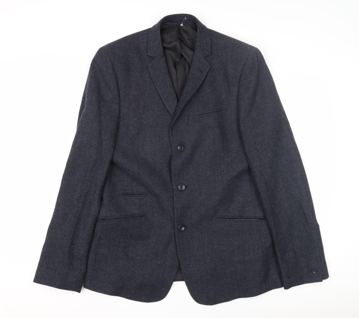 ASOS Men's Blue Wool Blazer, Size 40R, Herringbone