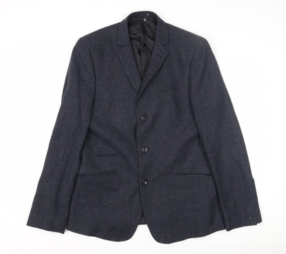 ASOS Men's Blue Wool Blazer, Size 40R, Herringbone