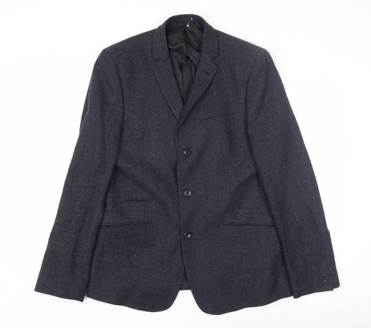 ASOS Men's Blue Wool Blazer, Size 40R, Herringbone