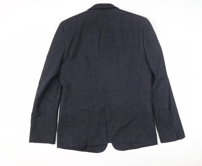 ASOS Men's Blue Wool Blazer, Size 40R, Herringbone