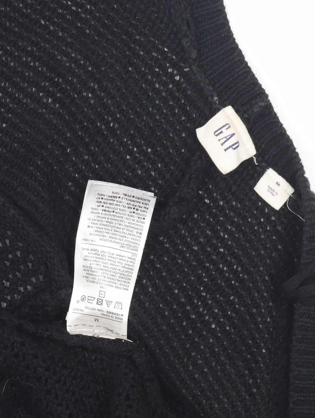 Gap Women's Black Open-Knit Cardigan M