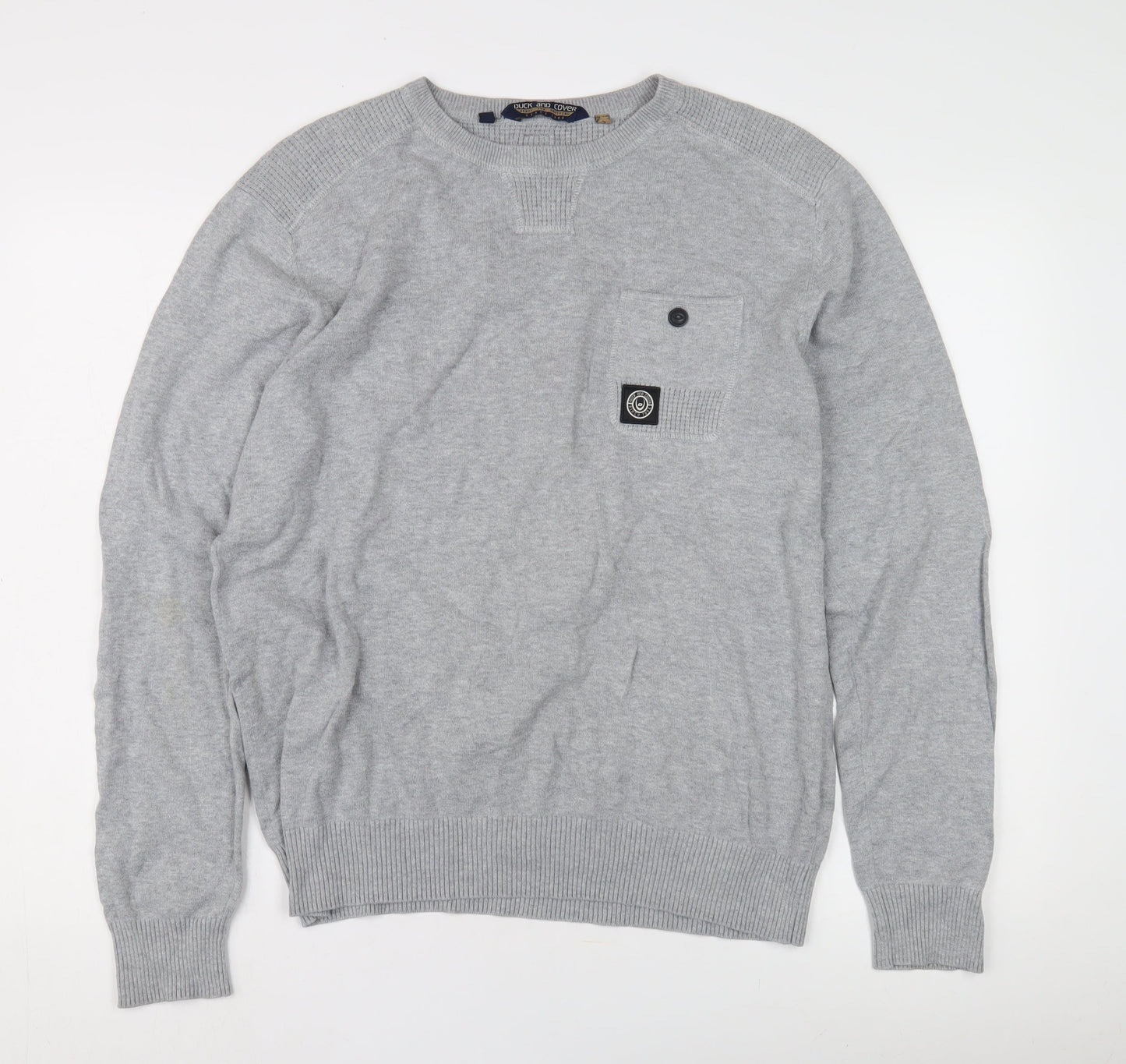 Duck and Cover Men's Grey Pullover Jumper Size L