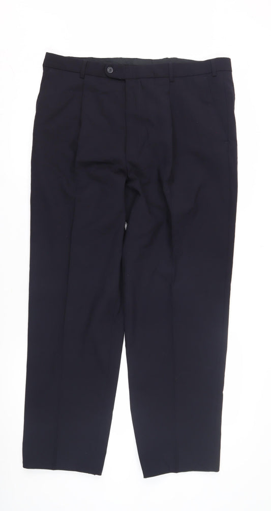 Mens UK Size 38S Ciro Citterio Slim Fit Dress Pants Black Trousers