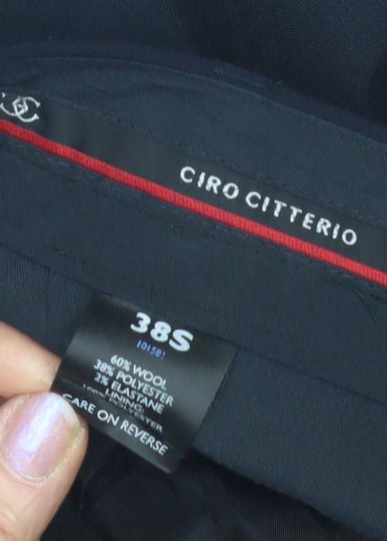 Mens UK Size 38S Ciro Citterio Slim Fit Dress Pants Black Trousers