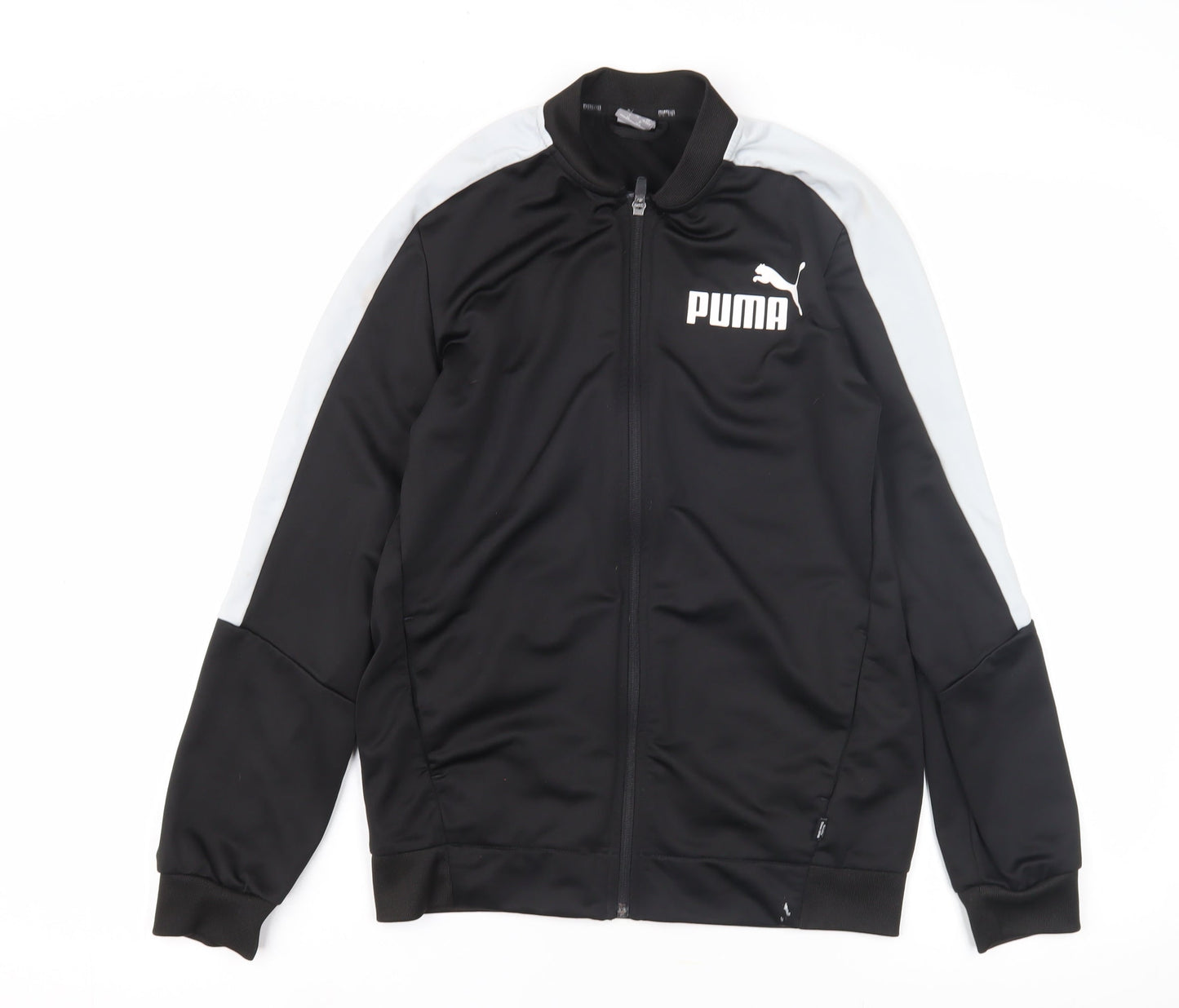 Puma Boys Black Track Jacket - Large, Hooded, Polyester