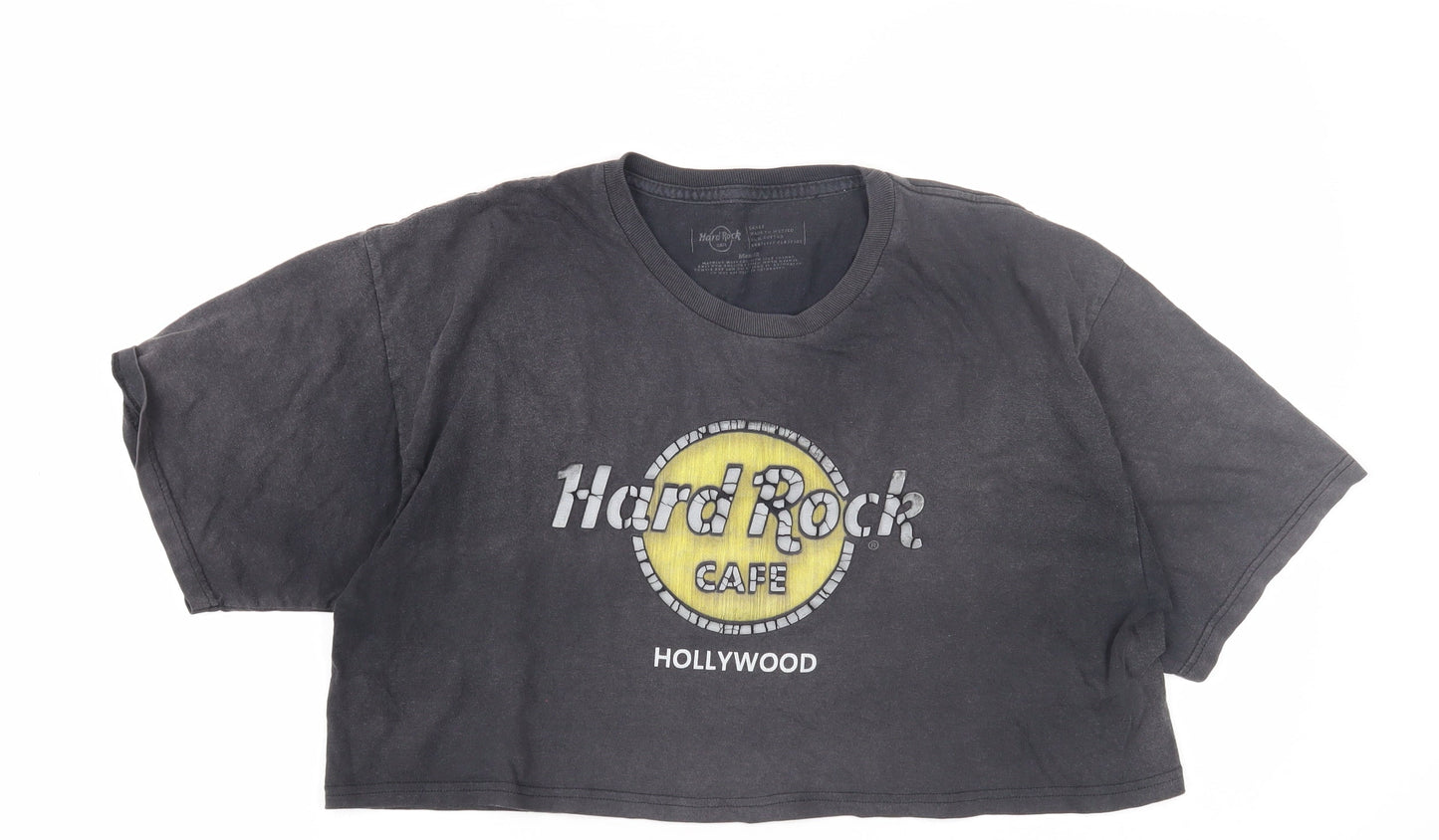 Unisex Adults UK Size L Hard Rock Cafe Black Cropped T-Shirt