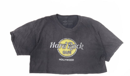 Unisex Adults UK Size L Hard Rock Cafe Black Cropped T-Shirt