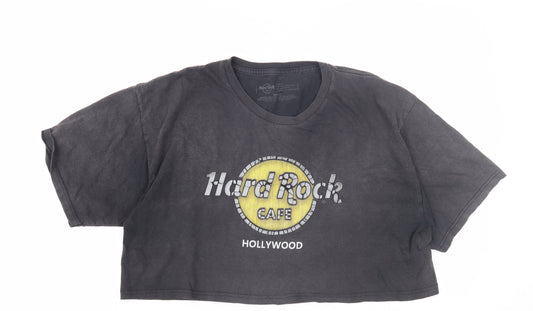 Unisex Adults UK Size L Hard Rock Cafe Black Cropped T-Shirt