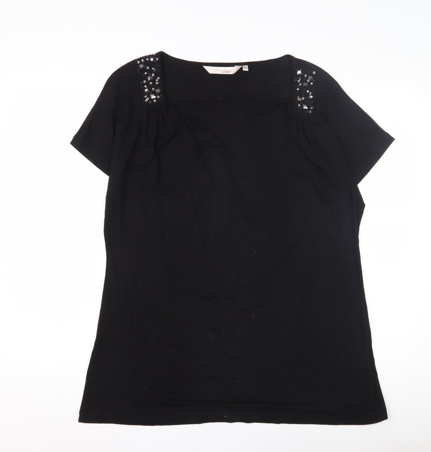 EWM Women's Black Plus Size Sequin T-Shirt