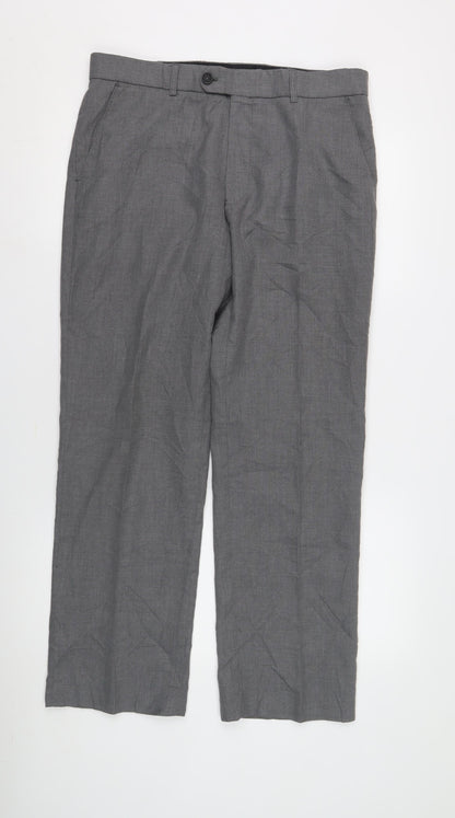 Burton Men's Grey Trousers 34 S Regular Formal