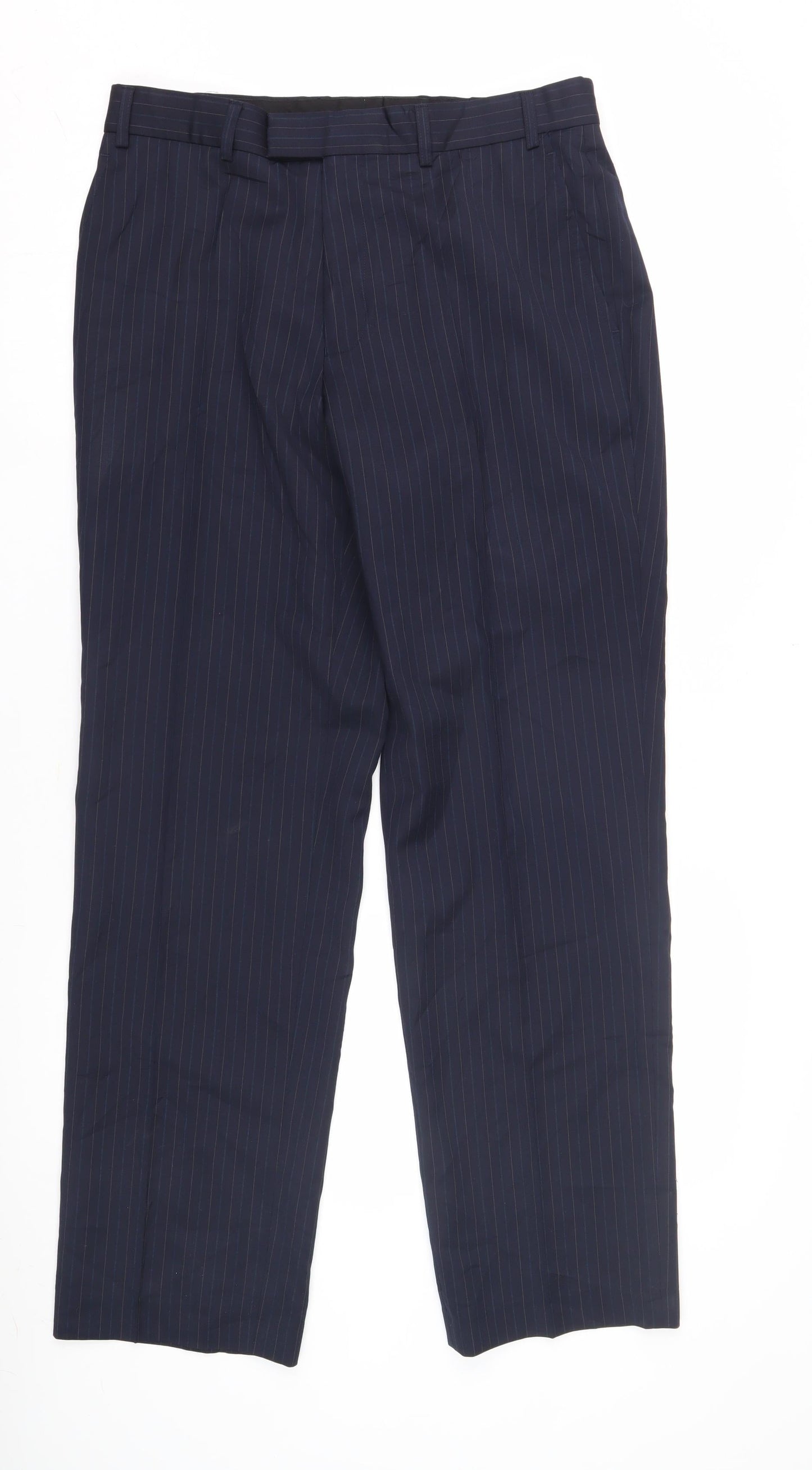 Brook Taverner Men's Blue Pinstripe Dress Pants