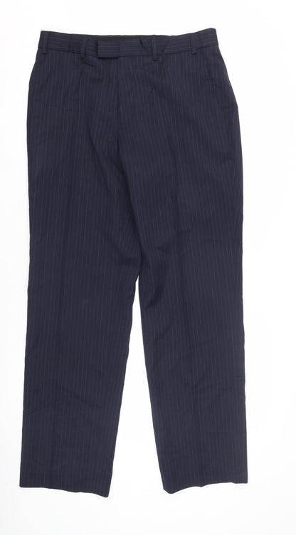 Brook Taverner Men's Blue Pinstripe Dress Pants